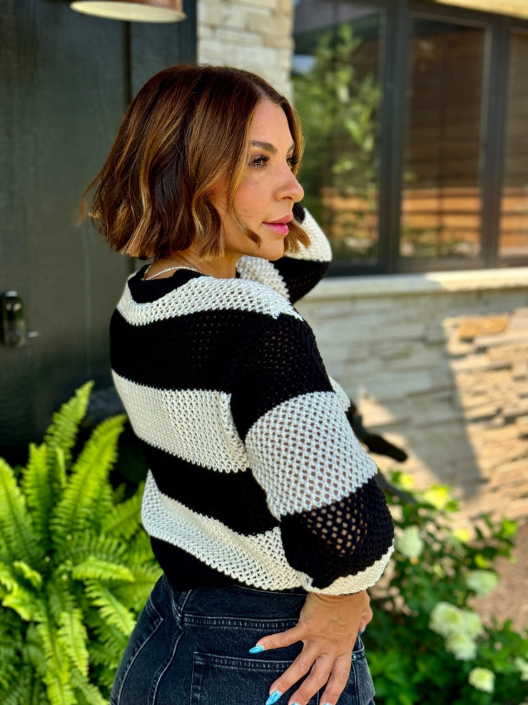 Broadbeach Stripe Sweater (Black) by Z Supply - theClothesRak