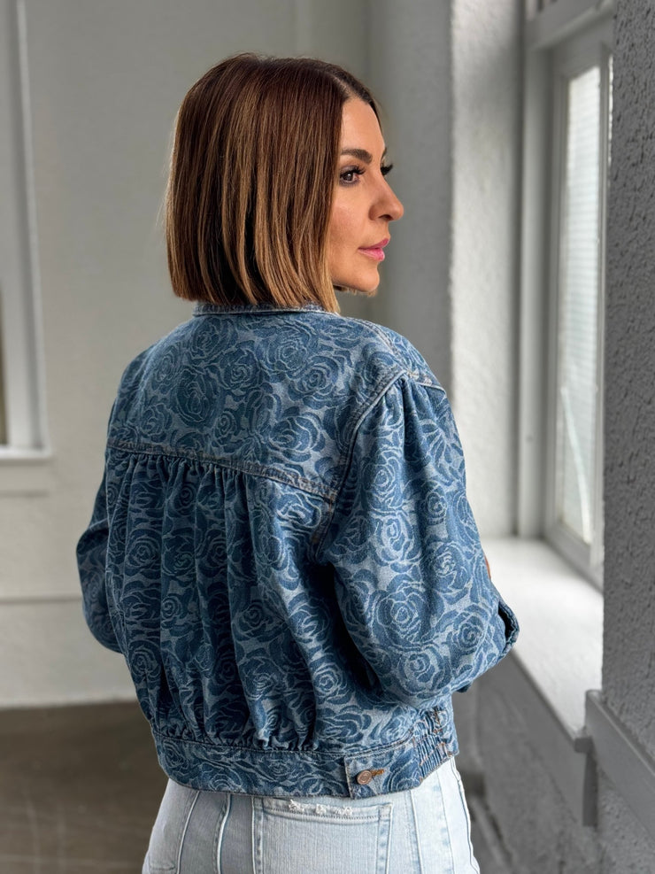 Jacquard Rose Denim Jacket by Habitual - theClothesRak