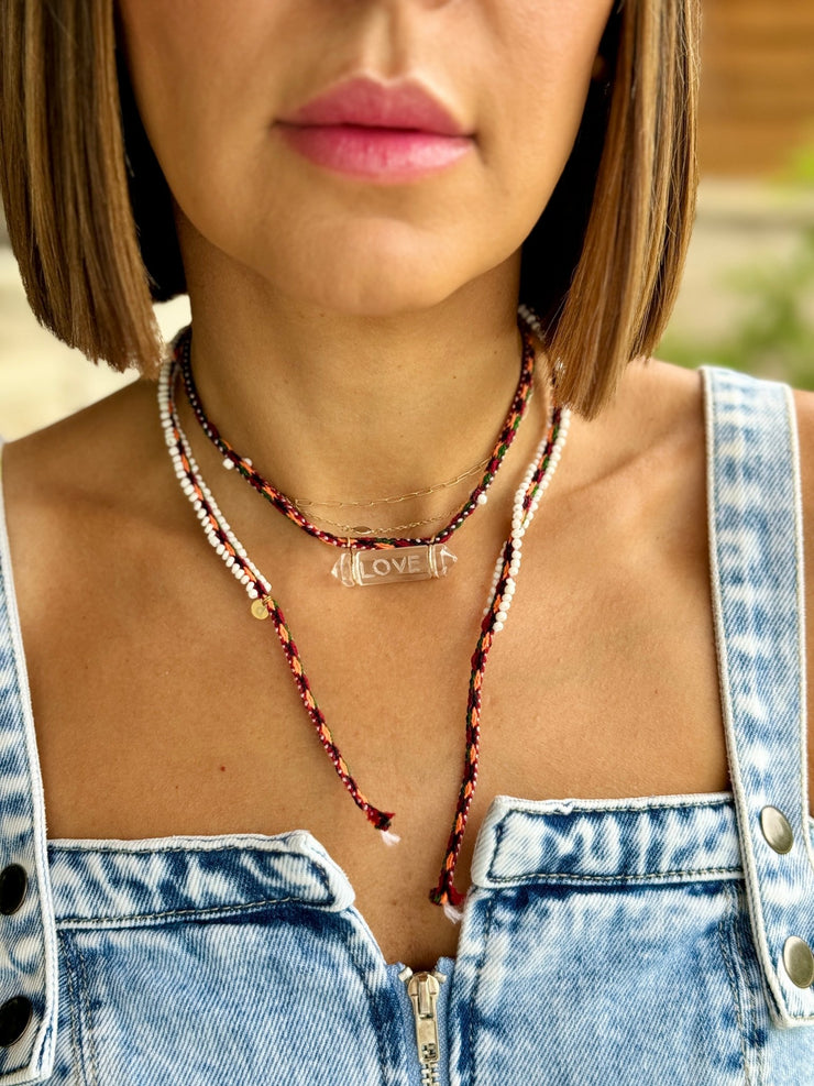 Love Huatana Necklace (Burgundy/Orange) by LA Blonde Aux Bijoux - theClothesRak